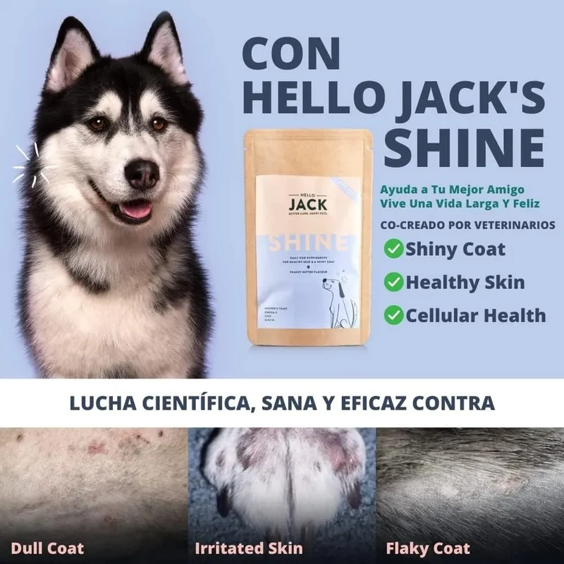 Hello Jack Óleo de salmão para cães - salmão para pêlo brilhante e saudável, Ômega 3 - reduz a dermatite e a comichão, 100% natural