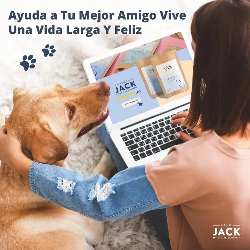 Hello Jack Óleo de salmão para cães - salmão para pêlo brilhante e saudável, Ômega 3 - reduz a dermatite e a comichão, 100% natural
