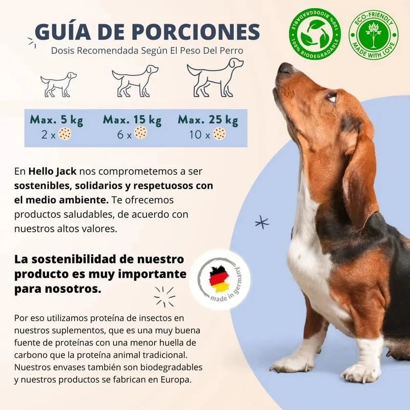 Hello Jack Óleo de salmão para cães - salmão para pêlo brilhante e saudável, Ômega 3 - reduz a dermatite e a comichão, 100% natural