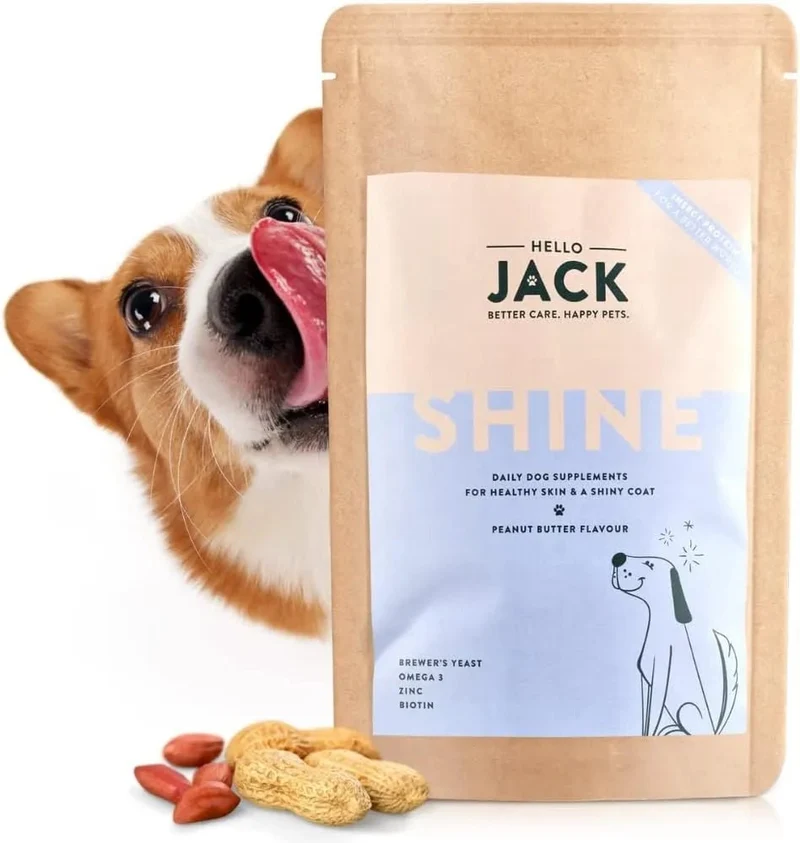 Hello Jack Óleo de salmão para cães - salmão para pêlo brilhante e saudável, Ômega 3 - reduz a dermatite e a comichão, 100% natural