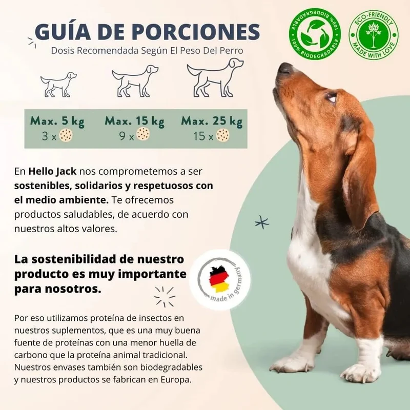 Hello Jack Suplemento para cão mobilidade / movimento (200 g) - para articulações e ossos para cães - condroprotetor cães com mexilhões de lábios verdes, glucosamina, condroitina, açafrão & ômega 3