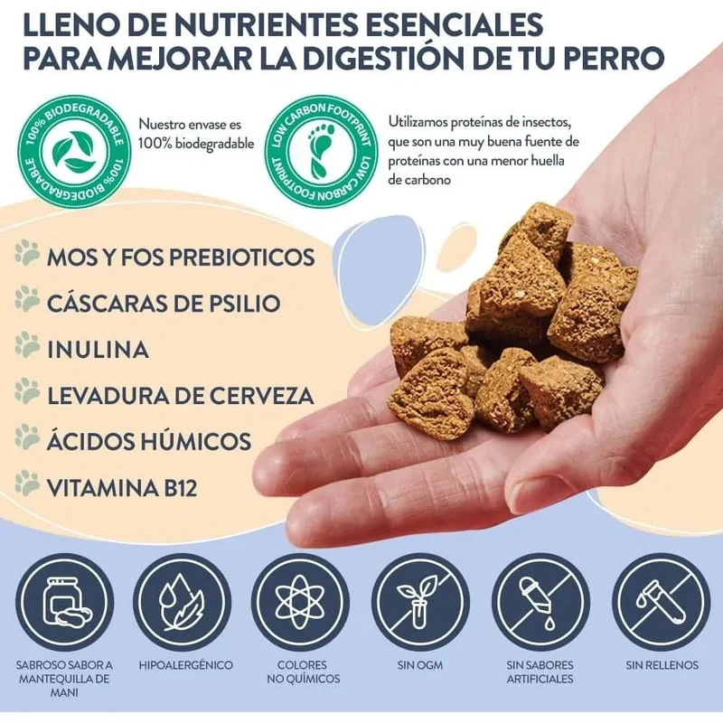 Hello Jack Digest Suplemento para cães - Guloseimas mastigáveis para cães para digestão, saúde intestinal e consistência das fezes - sabor de manteiga de amendoim