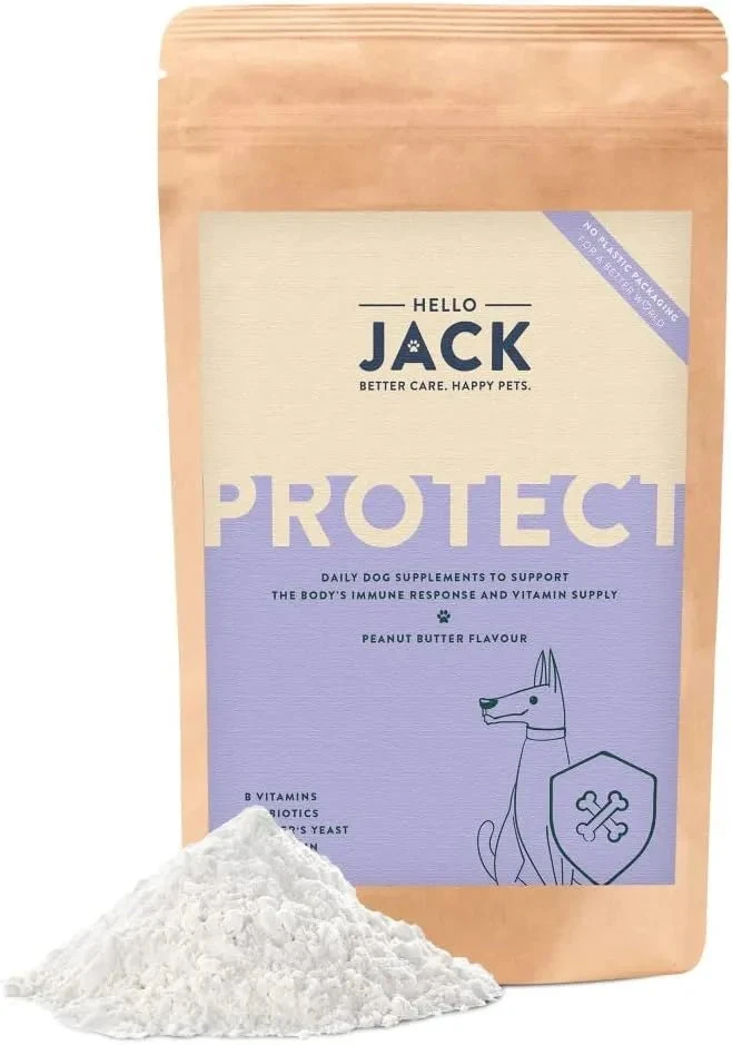 Hello Jack Protect Suplemento diário para cães - guloseimas misturáveis para apoio imunológico, vitalidade e saúde em geral - sabor de manteiga de amendoim