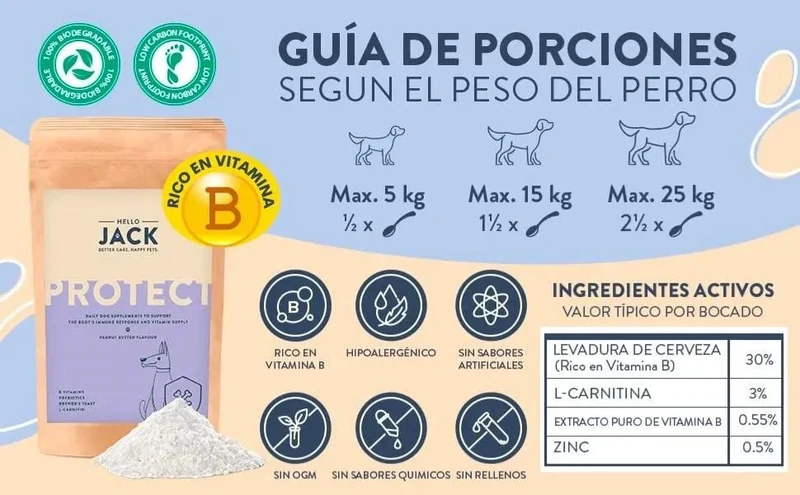 Hello Jack Protect Suplemento diário para cães - guloseimas misturáveis para apoio imunológico, vitalidade e saúde em geral - sabor de manteiga de amendoim