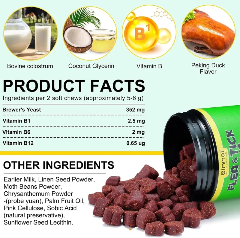 Prevenção de pulgas e carraças para cães, suplemento natural para o controlo de pulgas e carraças de cães, pílulas orais fáceis de usar, proteção contra pragas