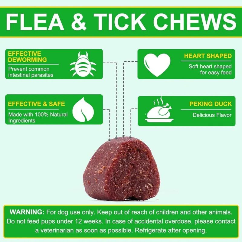 Prevenção de pulgas e carraças para cães, suplemento natural para o controlo de pulgas e carraças de cães, pílulas orais fáceis de usar, proteção contra pragas