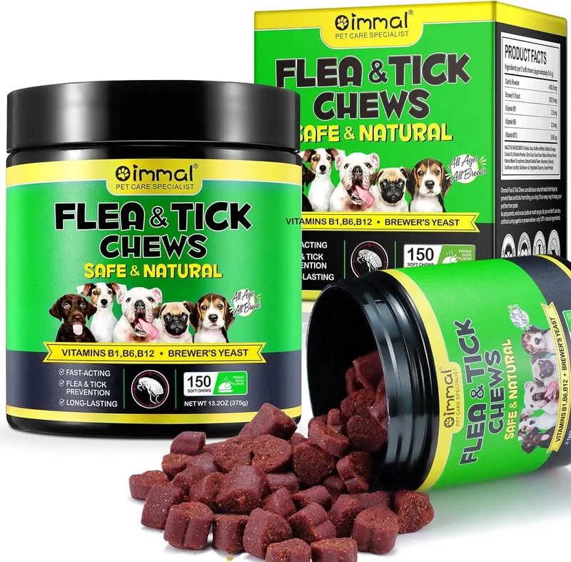 Prevenção de pulgas e carraças para cães, suplemento natural para o controlo de pulgas e carraças de cães, pílulas orais fáceis de usar, proteção contra pragas