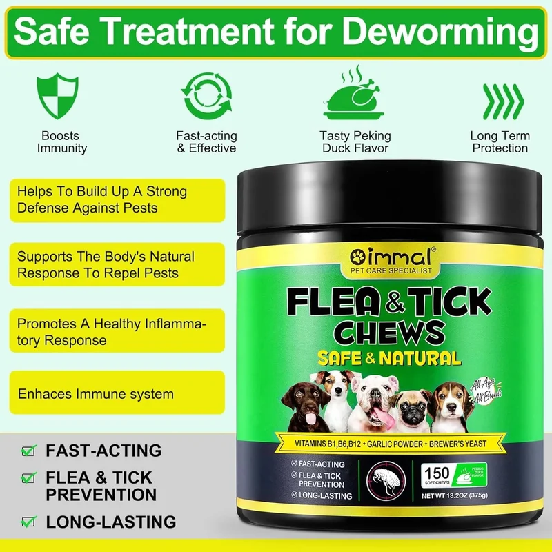 Prevenção de pulgas e carraças para cães, suplemento natural para o controlo de pulgas e carraças de cães, pílulas orais fáceis de usar, proteção contra pragas