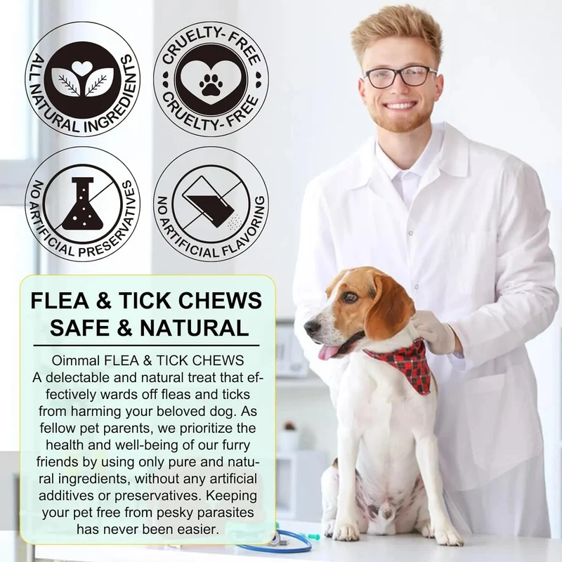 Prevenção de pulgas e carraças para cães, suplemento natural para o controlo de pulgas e carraças de cães, pílulas orais fáceis de usar, proteção contra pragas