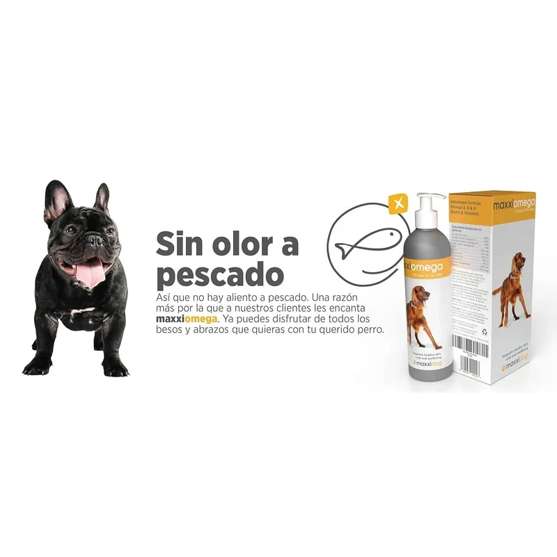 maxxiomega Suplemento em óleo para cães, com bomba de dosagem para fácil administração, ómega 3, 6, 9 e vitaminas A, D, E e biotina | para pele saudável e pêlo brilhante (296 ml)