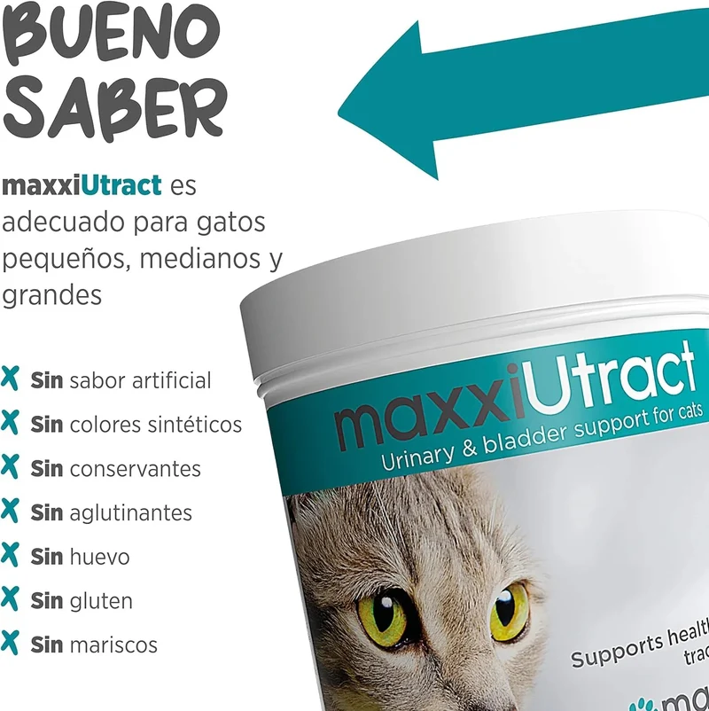 maxxiUtract Suplemento urinário e vesical para gatos - Ajuda à saúde do sistema urinário, controlo da bexiga e recorrência de ITU - com mirtios (em pó: 90 gramas)