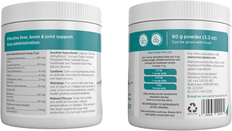 maxxisame Suplemento avançado para gatos – Ajuda ao fígado felino, articulações e saúde cognitiva – 90 g de pó