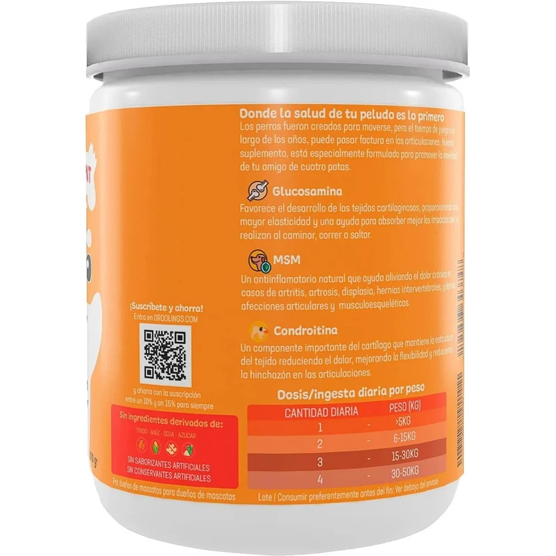 Droolings Condroprotetor e anti-inflamatório com 135 unidades, para cães - Suplemento natural para anca e articulações