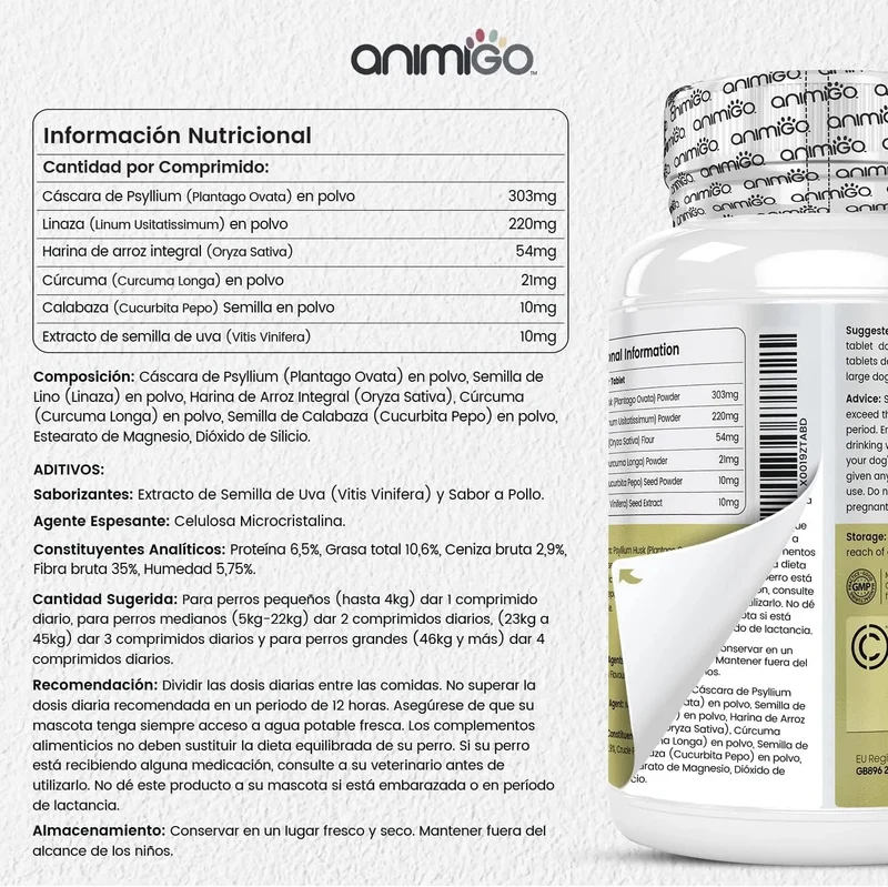 Suplemento natural alergias para aliviar a comichão em cães - 120 comprimidos sabor de frango | complemento hipoalergénico de Psyllium, sementes de linho e açafrão | anti-inflamatório