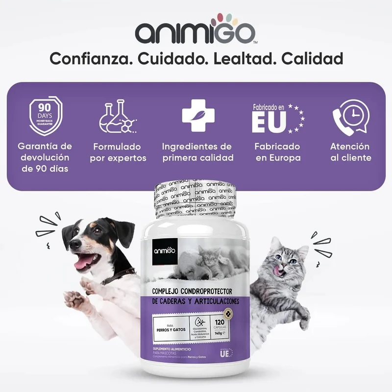 Condroprotetor e anti-inflamatório para cães e gatos, 120 comprimidos mastigáveis, com glucosamina condroitina, MSM, ácido hialurónico, canela e açafrão, para raças grandes e pequenas, articulações e anca