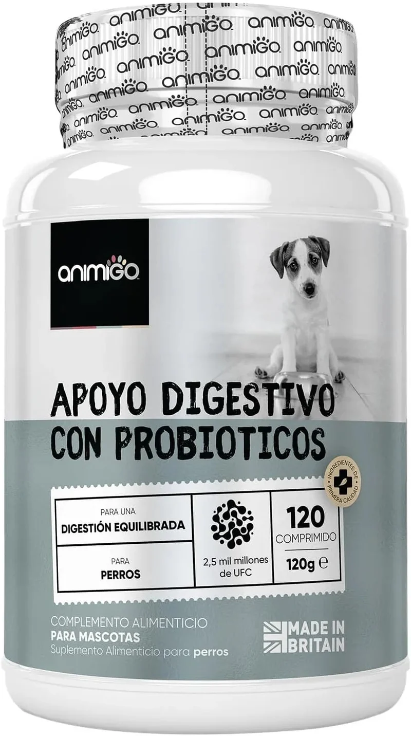 Probióticos, prebióticos e enzimas digestivas para cães 120 comprimidos sabor a frango, - ajuda a digestão e o sistema imunitário