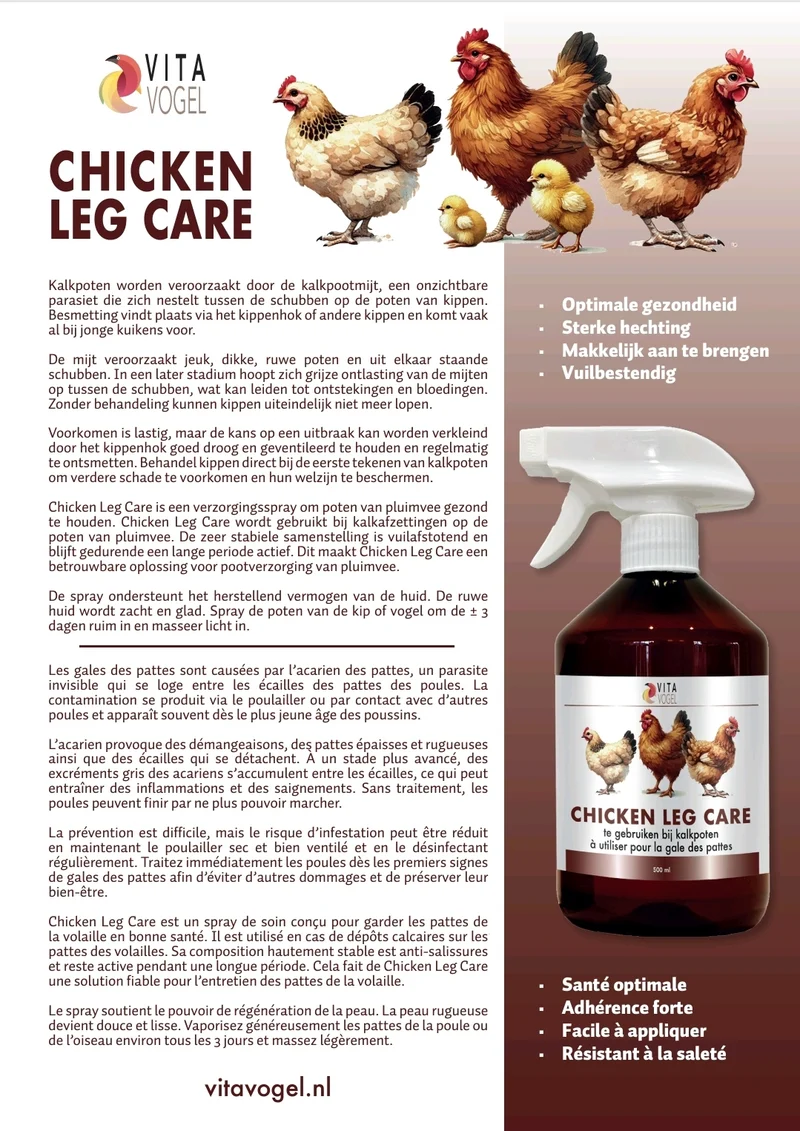 Hühnerbeinpflege 500 ml - Behandlung von schuppigen Beinen - Vita Vogel