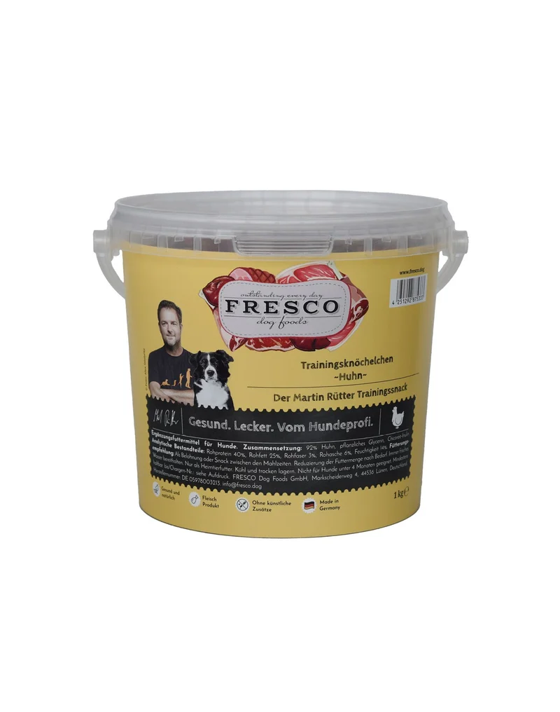 Fresco Martin Rütter Trainingsknöchelchen Huhn 1Kg Eimer