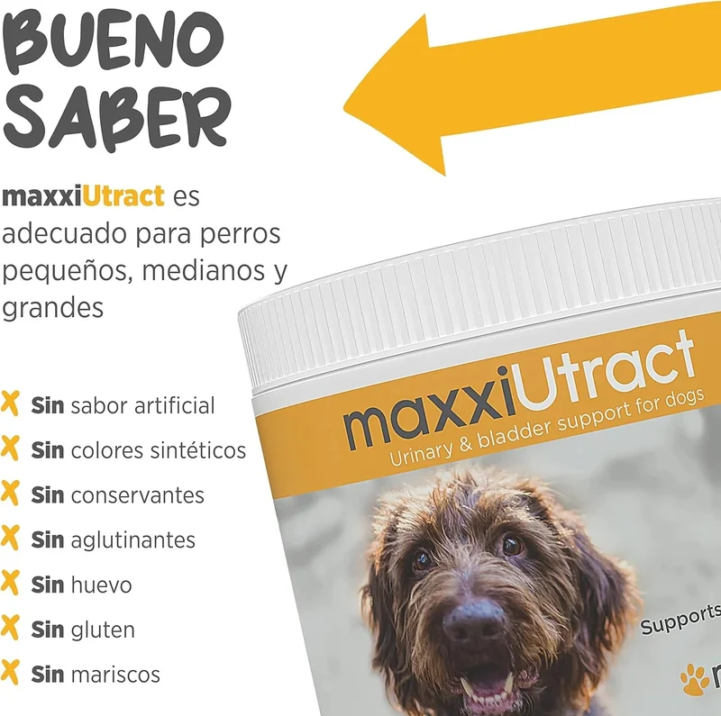 Suplemento urinário e vesical para cães maxxiUtract - ajuda à saúde do sistema urinário, controlo da bexiga e recorrência de ITU - com mirtilos - em pó 150 gr