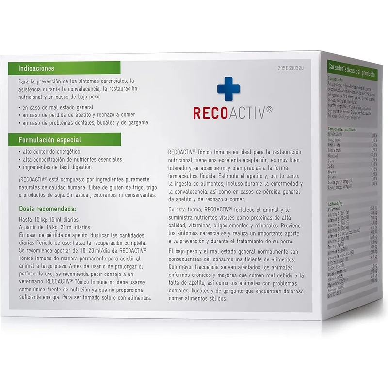 RECOACTIV Tónico imunitário para cães, 3 x 90 ml, suplemento dietético para apoio imunitário e prevenção dos sintomas de carência, eficaz estimulador dietético do apetite