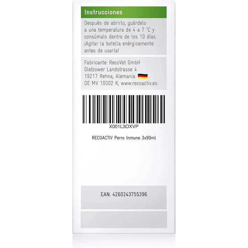 RECOACTIV Tónico imunitário para cães, 3 x 90 ml, suplemento dietético para apoio imunitário e prevenção dos sintomas de carência, eficaz estimulador dietético do apetite