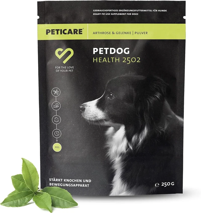 Peticare Pó para as articulações e artrose de cães | com MSM, colagénio | fortalece os ossos | alimento complementar natural