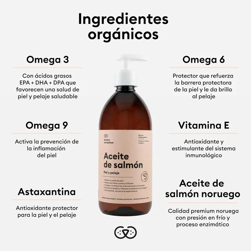 ANIMO-COMPLEXE | Óleo de salmão para cães | rico em ômega 3, 6 e 9 | Melhora e reduz a queda de pelo