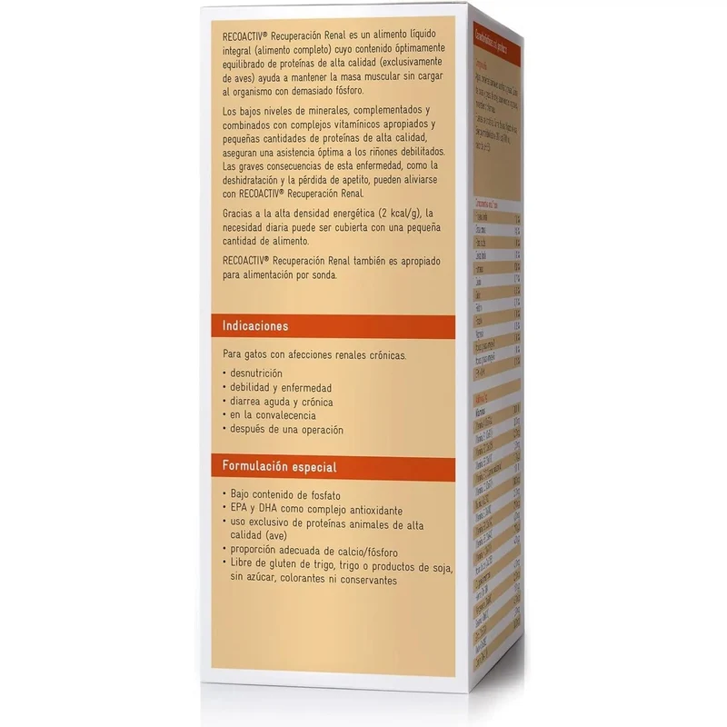 RECOACTIV Recovery renal para gatos, 1 x 280 ml, alimento dietético completo de alto teor calórico para disfunção renal e aumento das necessidades energéticas