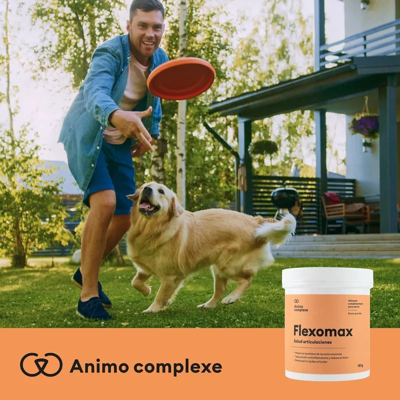 ANIMO-COMPLEXE Condroprotetor para cães, harpagófito para cães, rico em ómega 3, glucosamina, condroitina, açafrão, boswelia, MSM e Vit.E | Melhora a flexibilidade e regeneração da cartilagem