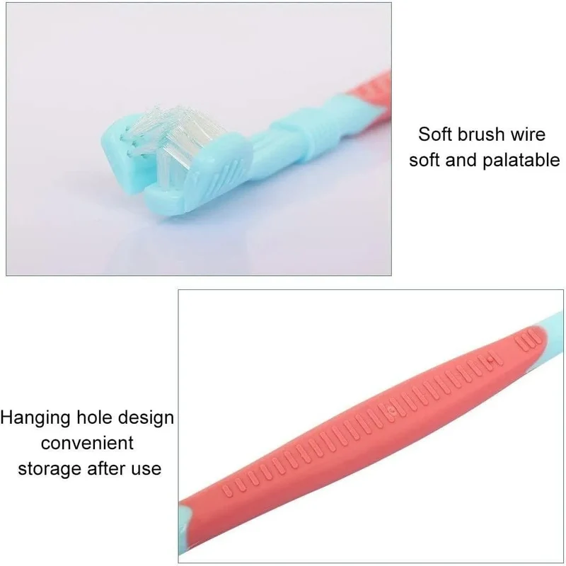 Escova de dentes para cães, 4 escovas de dentes - 2 de 3 cabeças e 2 normais