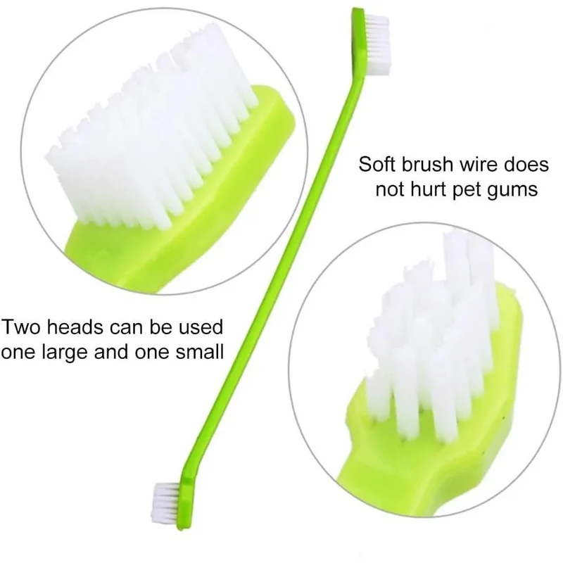 Escova de dentes para cães, 4 escovas de dentes - 2 de 3 cabeças e 2 normais