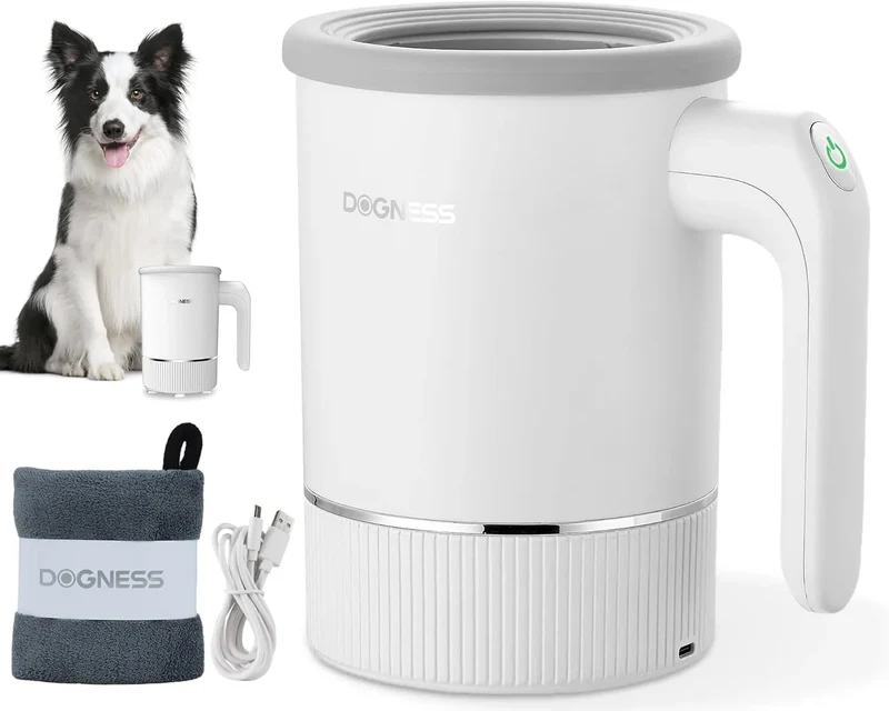 Limpa patas automático para cão com silicone macio e carregamento rápido USB (Branco)
