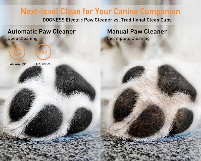 Limpa patas automático para cão com silicone macio e carregamento rápido USB (Branco)