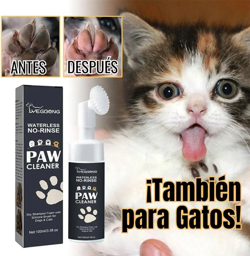 Limpador a seco, para patas e almofadas de patas de cães, escova com espuma de lavagem a seco, sem necessidade de água, elimina sujidade e bactérias, ecológico