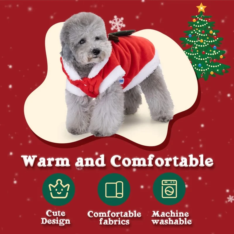Roupa natalícia para cão / Casaco com capuz para cão