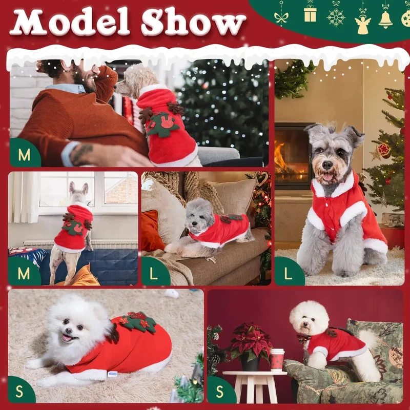 Roupa natalícia para cão / Casaco com capuz para cão