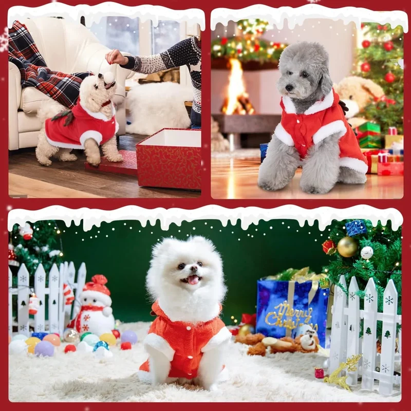 Roupa natalícia para cão / Casaco com capuz para cão