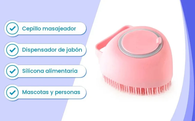 Escova de banho e massagem, para animais de estimação, com auto-dispensador de champô