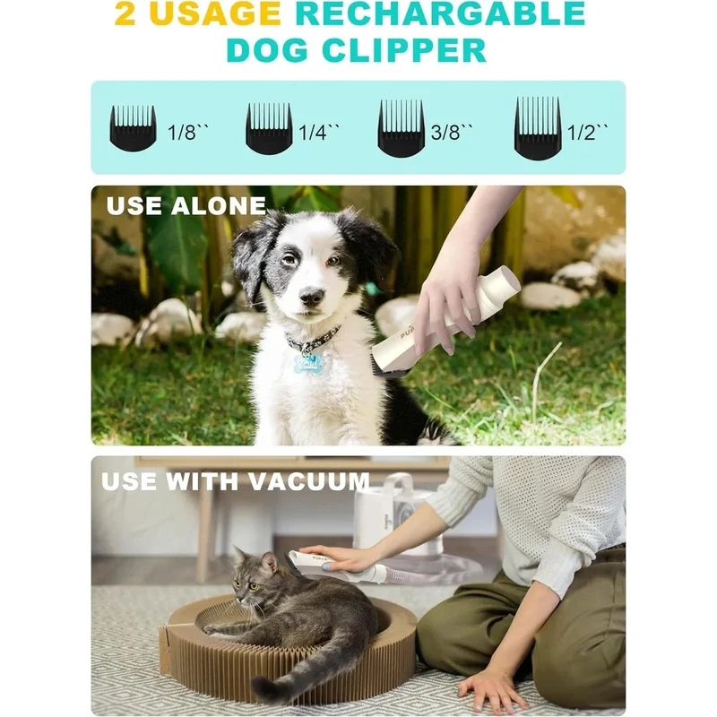 Kit de Tosquia e Higiene do Pêlo, para cães, com aspirador de pêlos, (52 dB)