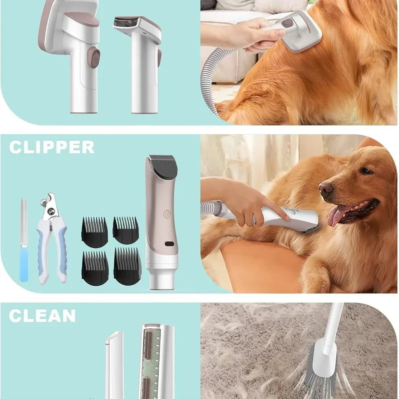 Kit de Tosquia e Higiene do Pêlo, para cães, com aspirador de pêlos, (52 dB)