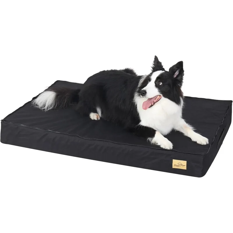 Cama ortopédica para Cães Grandes, Lavável, Cobertura impermeável, Cinzento