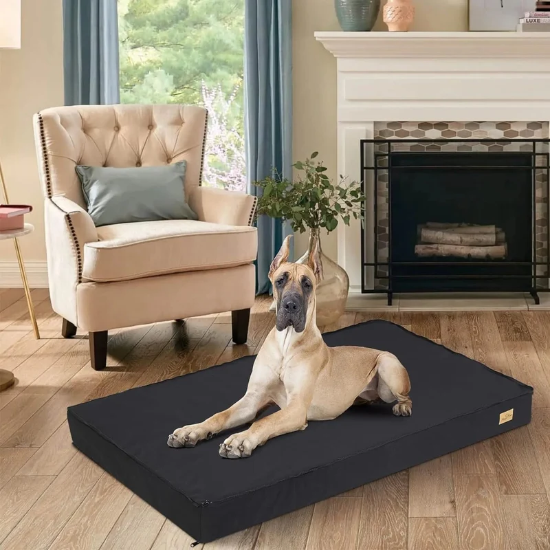 Cama ortopédica para Cães Grandes, Lavável, Cobertura impermeável, Cinzento
