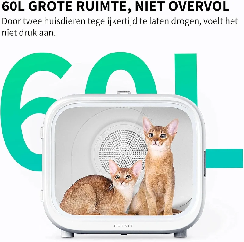 PETKIT AIRSALON MAX Secador Automático para Gatos e Cães Pequenos, 3 Zonas de Ventilação, APP Controle de Temperatura, 60 Litros