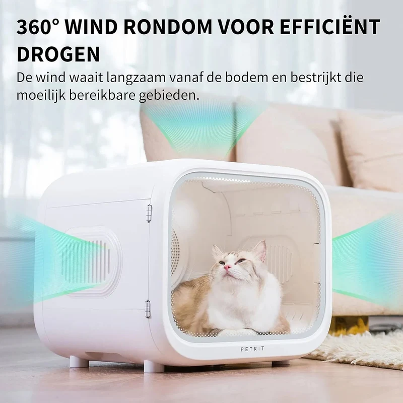 PETKIT AIRSALON MAX Secador Automático para Gatos e Cães Pequenos, 3 Zonas de Ventilação, APP Controle de Temperatura, 60 Litros