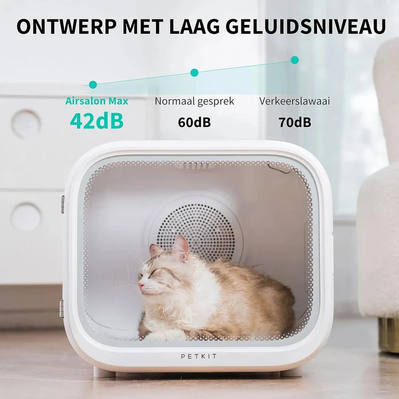 PETKIT AIRSALON MAX Secador Automático para Gatos e Cães Pequenos, 3 Zonas de Ventilação, APP Controle de Temperatura, 60 Litros