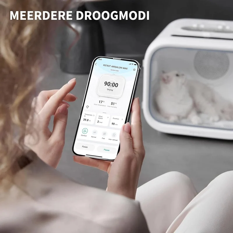 PETKIT AIRSALON MAX Secador Automático para Gatos e Cães Pequenos, 3 Zonas de Ventilação, APP Controle de Temperatura, 60 Litros