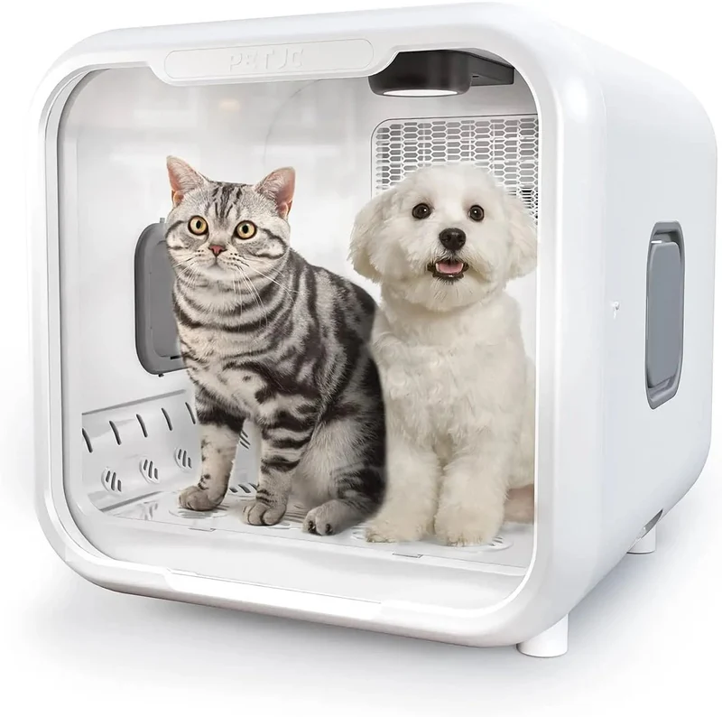 PETJC Secador Automático Para Gatos e Cães Pequenos, Secagem a 360°, 71 Litros de Capacidade, Controle Inteligente de Temperatura
