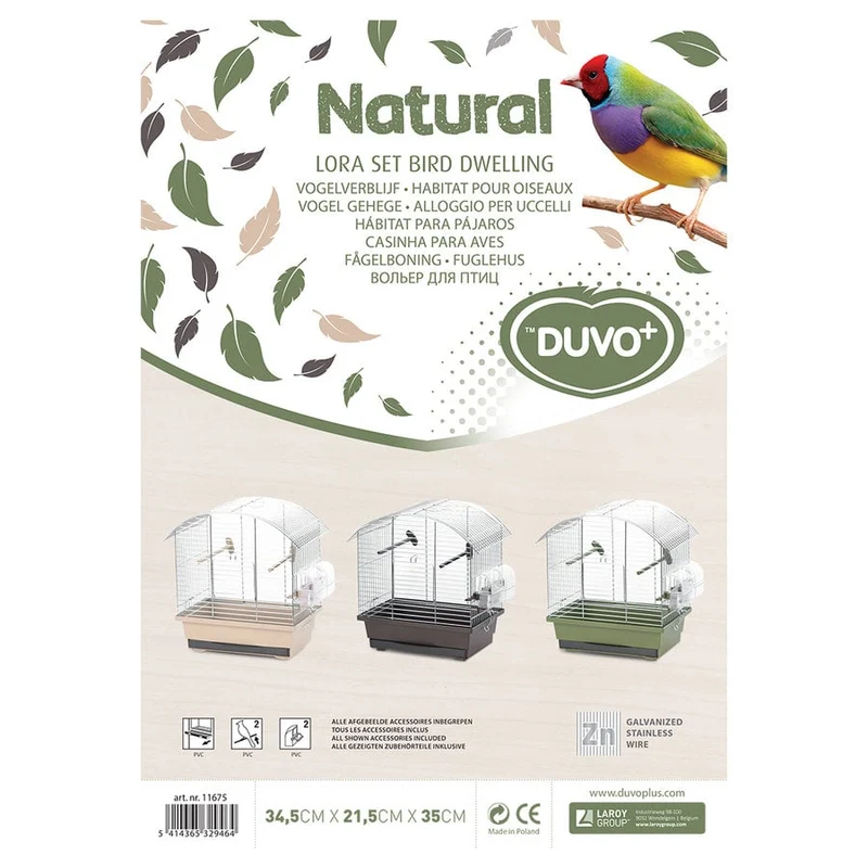 Duvo+ Vogelkäfig Natur Lora Set 3-teilig