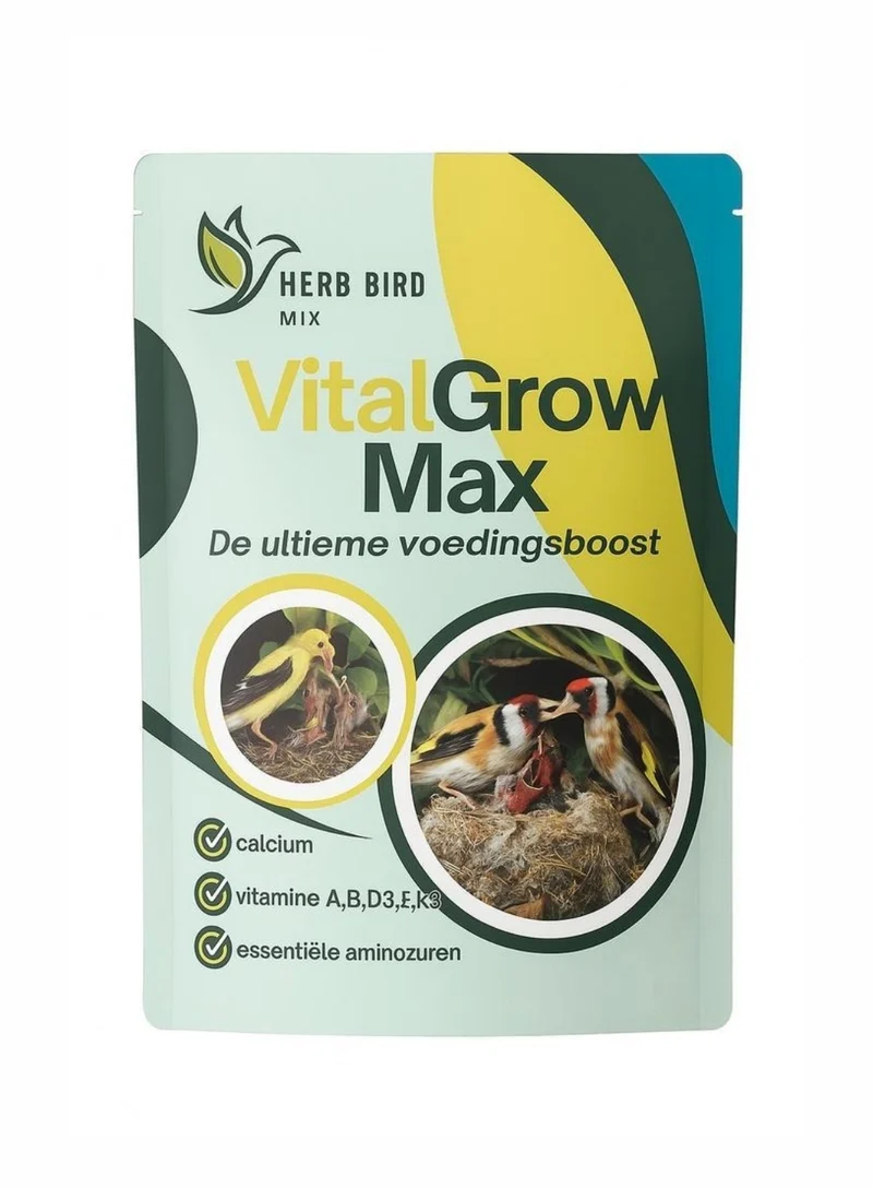 VitalGrow Max 500 g – Kalzium, Vitamine und essentielle Aminosäuren – Kräuter-Vogelfuttermischung