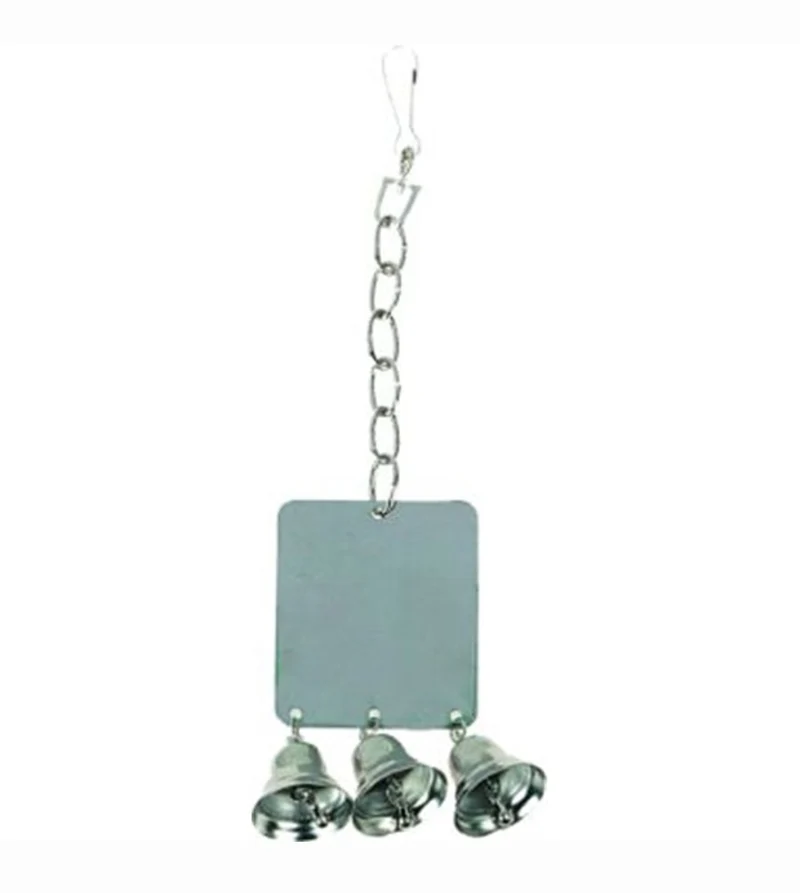 Flamingo-Papageienspielzeug mit 3 Glocken – 10,5 x 3,5 x 27 cm